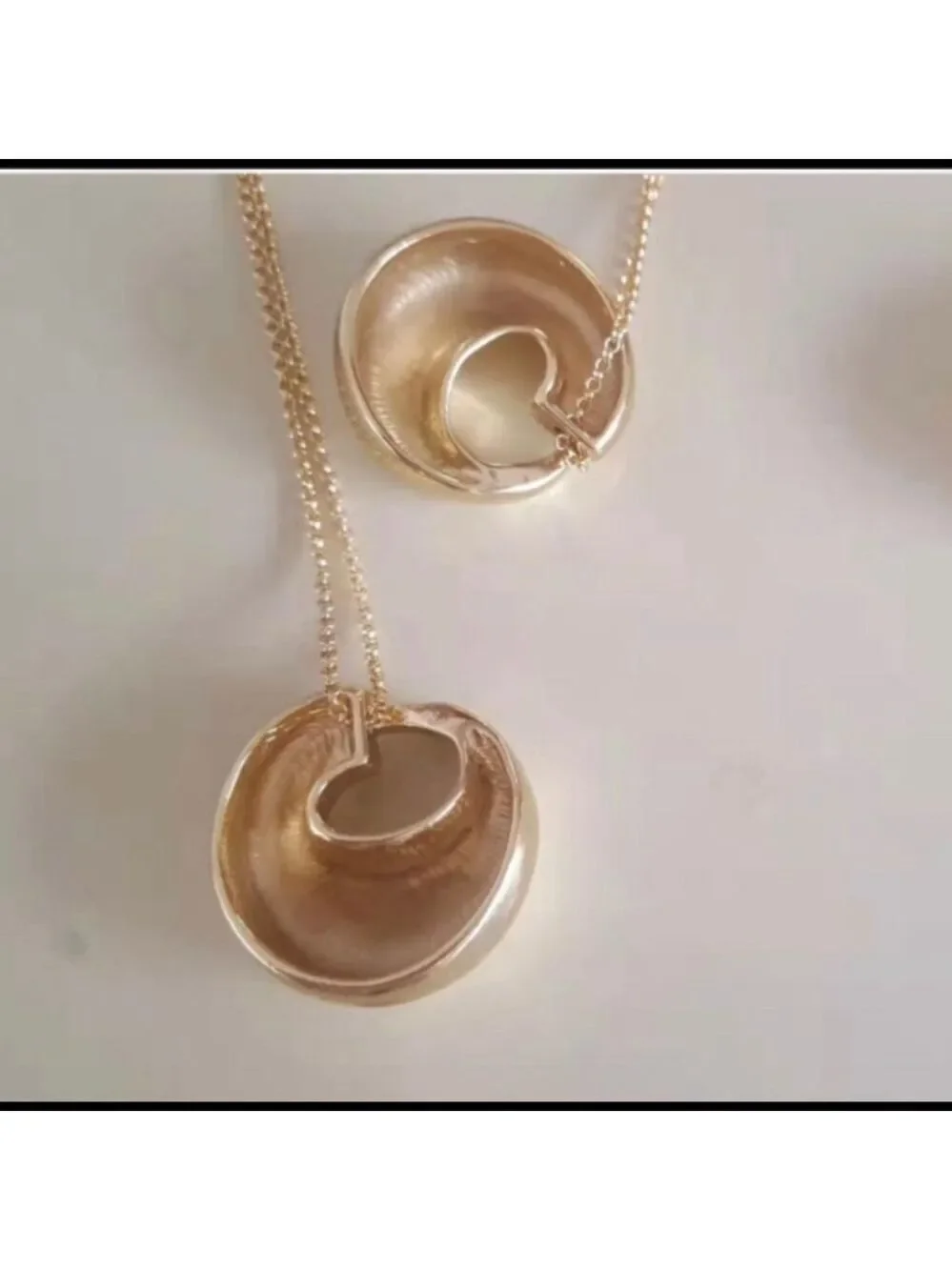 Heart necklace choker unique cutout design gold  chain adjusts boho minimalist